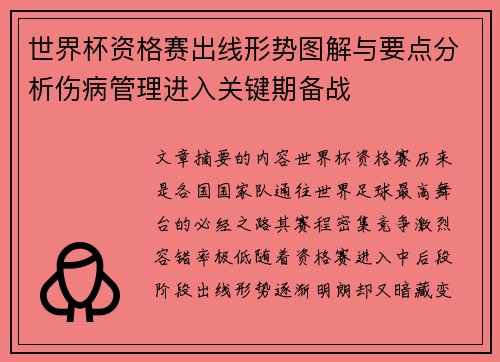 世界杯资格赛出线形势图解与要点分析伤病管理进入关键期备战